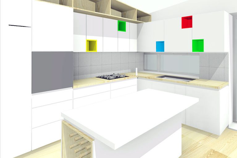 3D model kuchyne, dom s átriom, Svinná